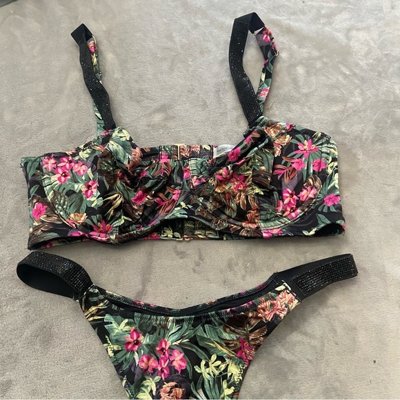 NEW Victoria’s Secret Floral Shine Strap Wicked Push Up thong Bikini 4745 - Picture 9 of 13